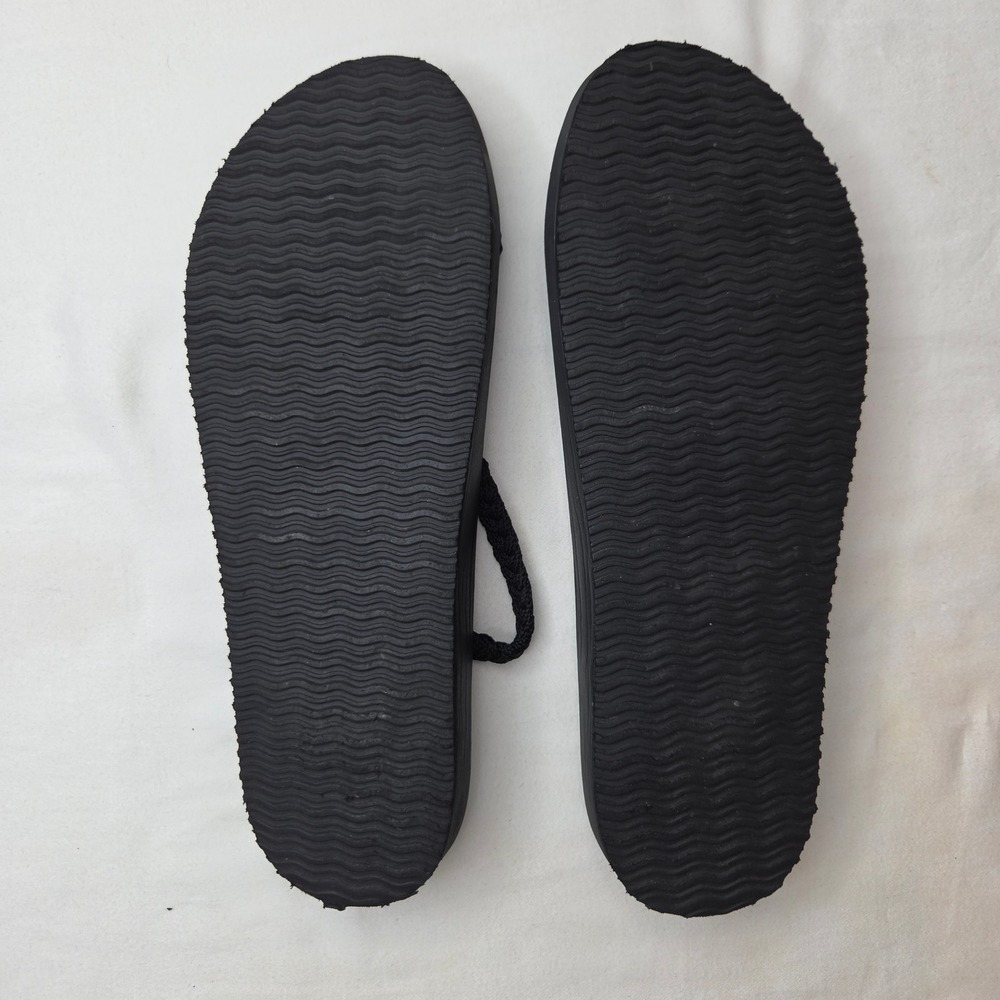 Plaka Seashell Black Woven Rope Strappy Slide Sandals Womens Size 9 Hand-Woven - Picture 4 of 6